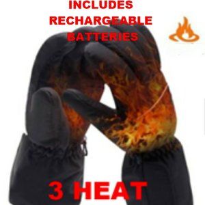 Men's Large Heated Gloves (104-140^F) 3-Way Heat Switch W/Rechargeable Batteries